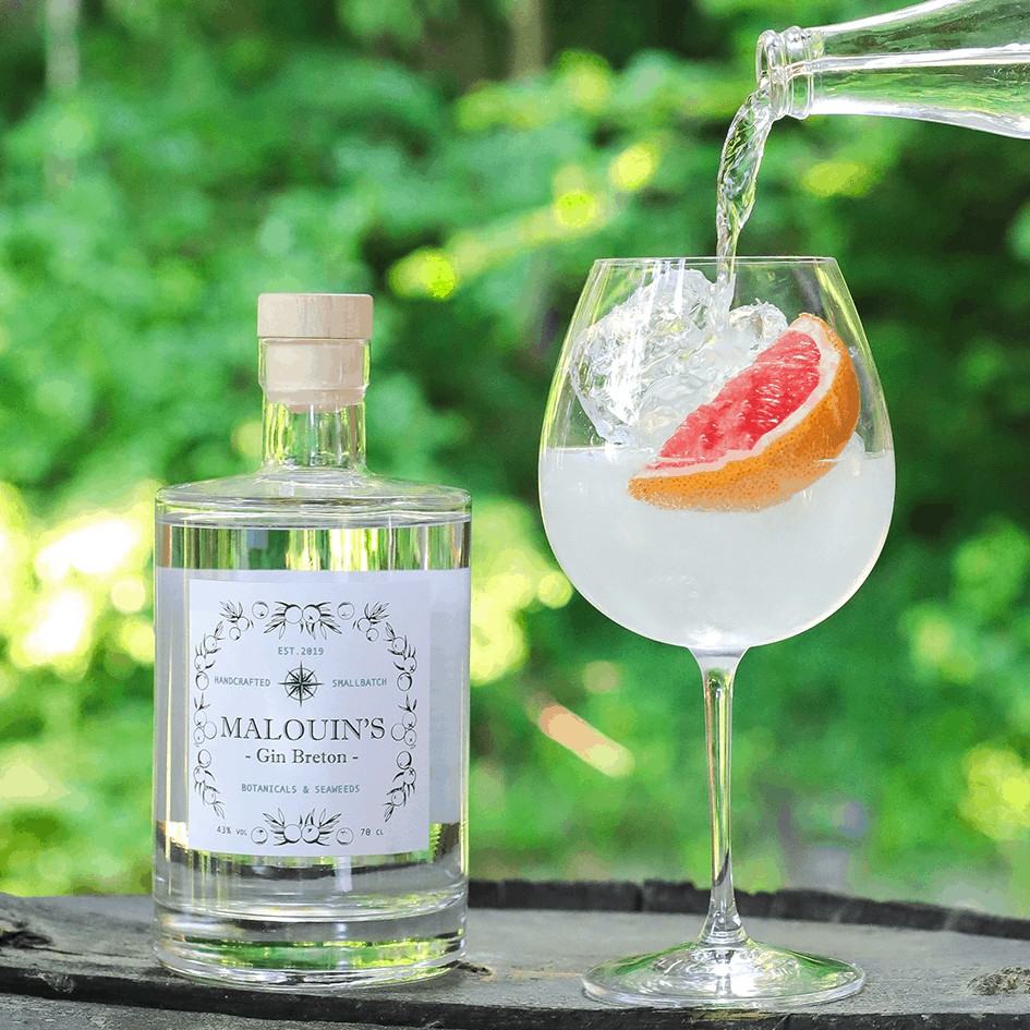 Bouteille de gin et son gin/tonic ou cocktail